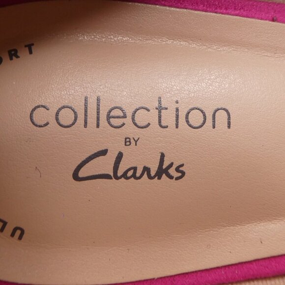 Clarks Shondrah Ruby Hot Pink Suede Kitten Heel Pumps Womens 9.5 Wide - Picture 12 of 13
